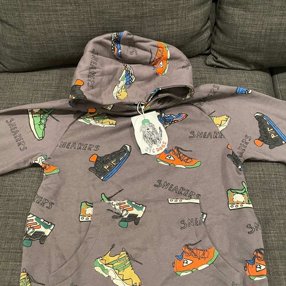 Naada Gray Hoodie with Colorful Sneaker Print All around (New)